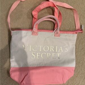 Victoria's Secret Pink and White Tote Bag